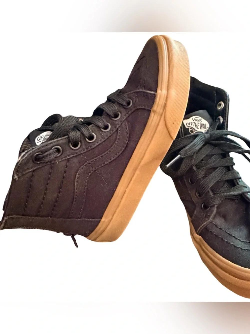 Vans Sk8-Hi Kids 12.5 Black on Black/ Gum Sole/ Back Zip